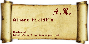Albert Miklós névjegykártya